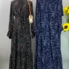 Hot Selling Floral Burkini Muslim Women's Dress Saudi Black Abayas Arabic Maxi Dress Long Sleeve Turkey Robe Moroccan Caftan EID
