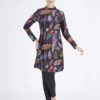 3PCS Muslim Swimwear Women's Printed Solid Color Patchwork Hijab Long Sleeve Sports Islamic Burkini Wearing Swimwear